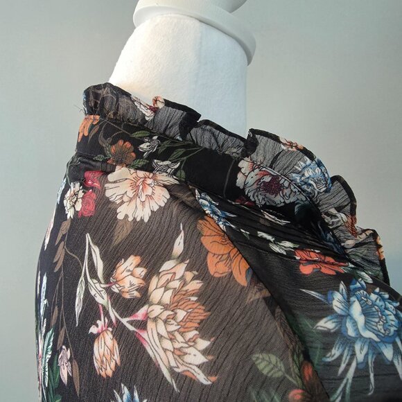 Jessica Graaf Black Floral Chiffon Blouse. Size Large. Like New. UK - Picture 3 of 13